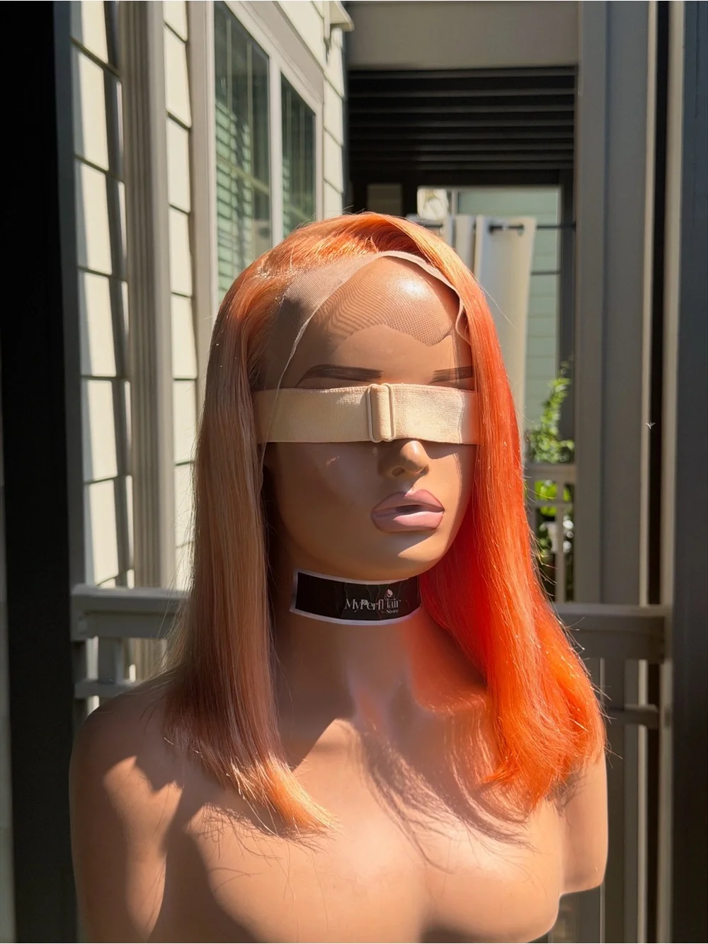 Orange Straight 14in 13x4 Lace Front Wig - Vibrant Orange Women's Human Hair